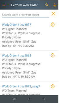 Android Perform Work Order