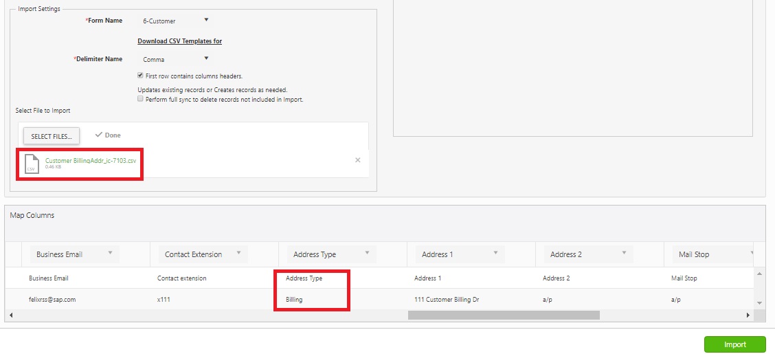 Import Data Form Import Data